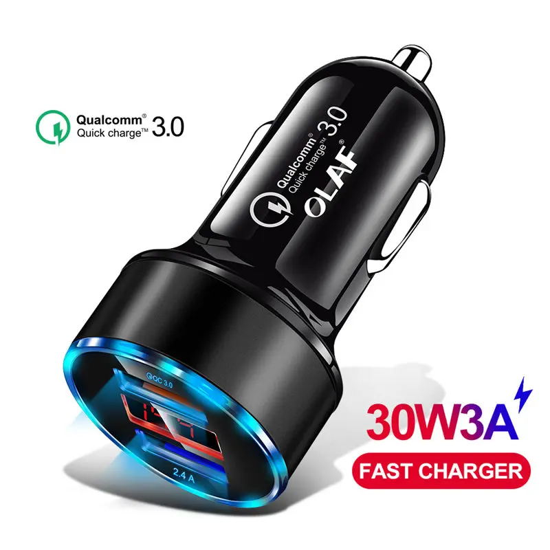 3.1A двойной зарядное устройство USB с светодиодный дисплей Универсальный мобильный телефон автомобильное зарядное устройство для Xiaomi samsung S8 iPhone 6 6s 7 8 Plus планшет - Тип штекера: Black