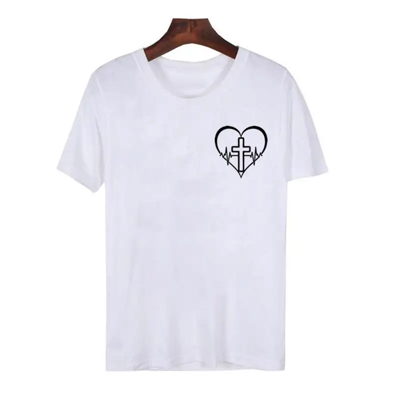 

Cross In The Heart Graphic Print T-Shirt For Women O-Neck Short Sleeve Top T-Shirt Women Summer Casual Women Loose T-shirt