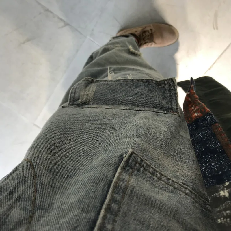 

Vintage Loose Denim Jumpsuits Women Autumn Winter Ripped Hole Pocket Cowgirl Overalls Streetwear Casual Trousers Female M L