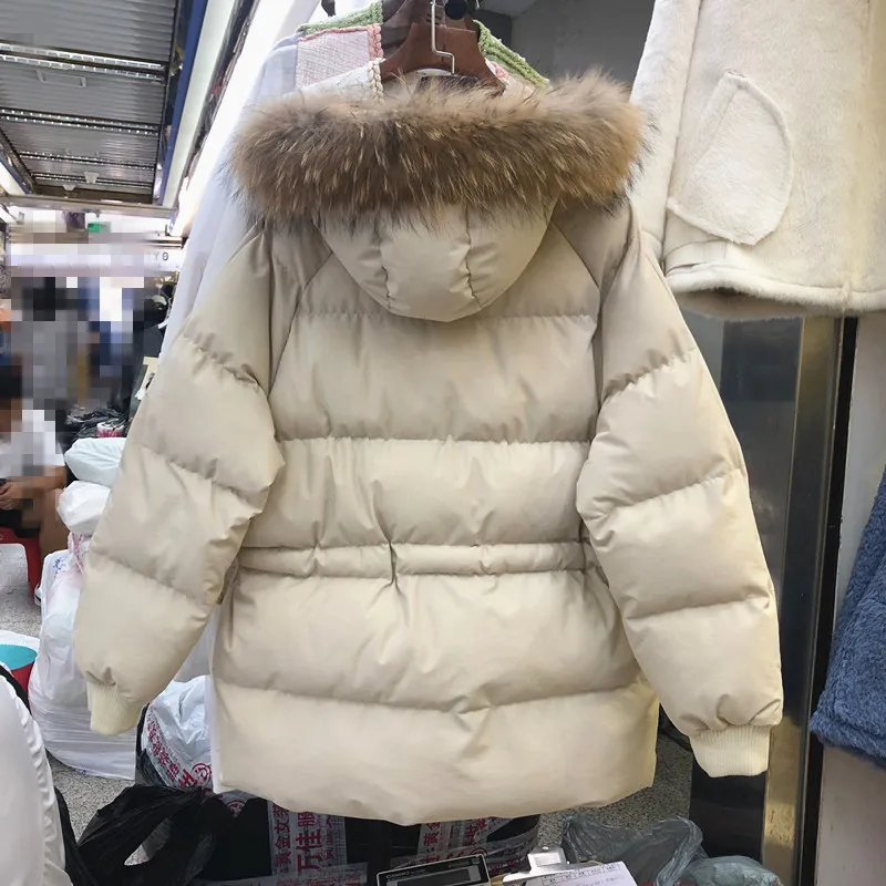 Новые Длинные парки женские зимние куртки пальто толстая хлопковая теплая куртка женская верхняя одежда парки настоящий меховой капюшон, воротник пальто