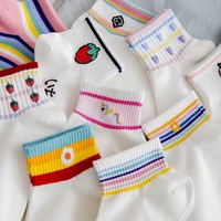 2021 new style womens socks spring day casual comfortable kawaii cute fashion funny lovely trend cotton fruit rainbow socks