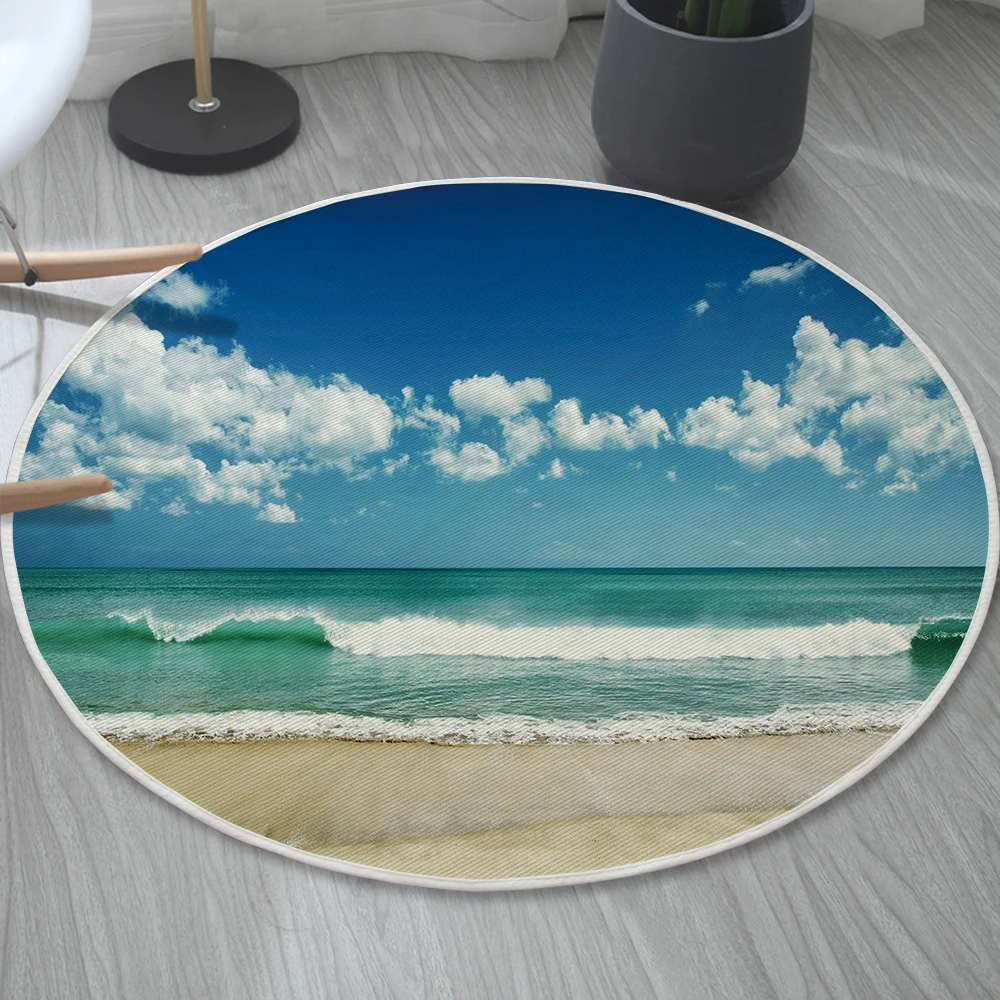 Silstar Tex Sea Landscape хлопковый ковер Круглый 3d коврик синий для комнаты дома кухни