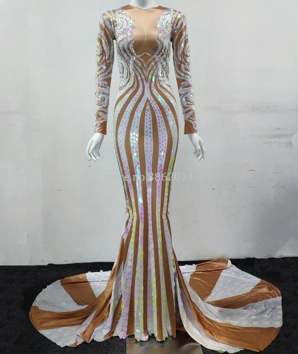 Новое многоцветное платье с блестками и длинным рукавом стразы женское для