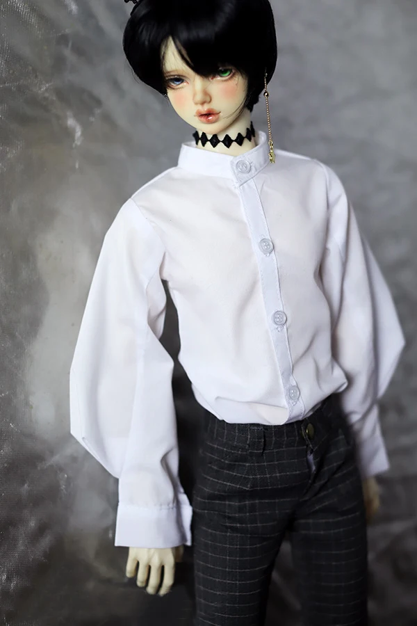 Белая рубашка с воротником стойкой и рукавами фонариками для 1/3 1/4 SD17 Uncle BJD