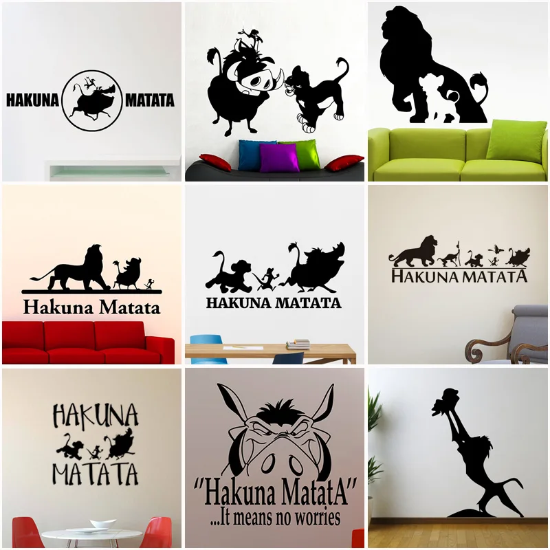 Hakuna Matata мультфильм Король Лев виниловые наклейки на стену нет беспокойства