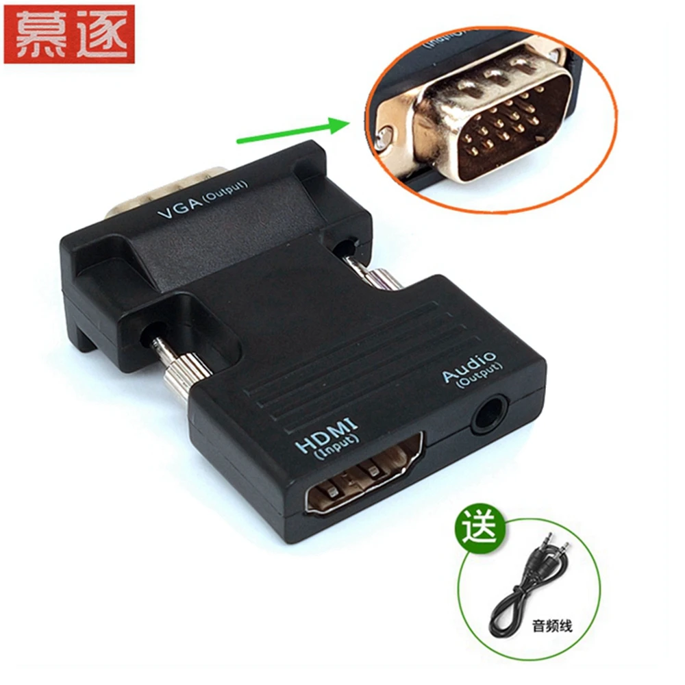 

Аудиоадаптер HDMI-kompatibel Weibliche auf VGA Stecker Konverter mit Audio Adapter Unterstützung 1080P Signal Ausgang Konverter mit Audio Kab