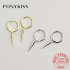 Серьги-кольца PONYKISS из стерлингового серебра 100% пробы с заклепками в виде конусов, модные серьги унисекс в стиле панк для вечеринки, аксессуары для девушек в стиле хип-хоп, шикарный подарок