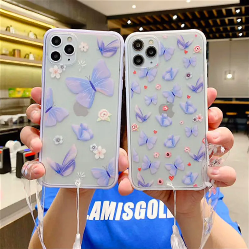 Подходит foriPhone11pro мобильный телефон shell ins с сиреневой бабочкой на в виде ракушки