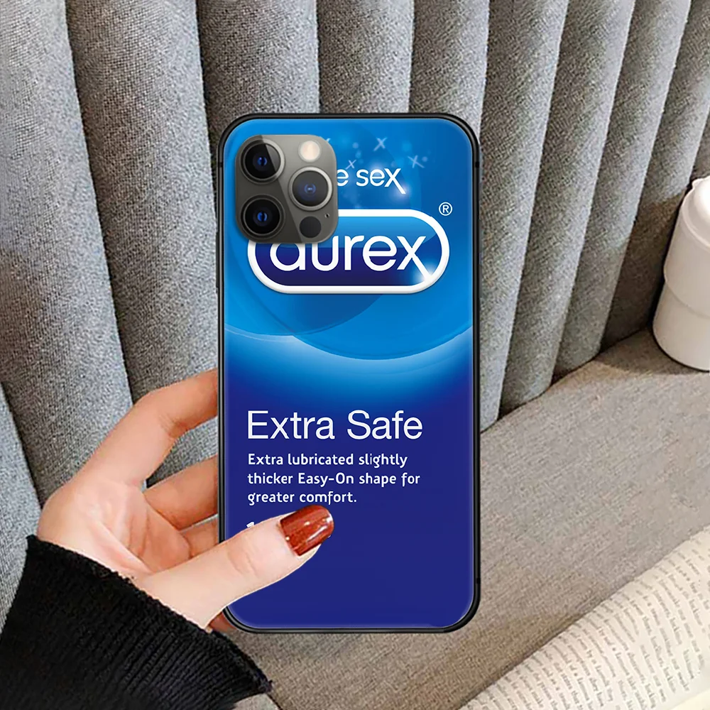 

Creative Durex Phone Case cover For iphone 5 5S 6 6S PLUS 7 8 11 12 mini X XR XS PRO SE 2020 MAX black cell cover trend