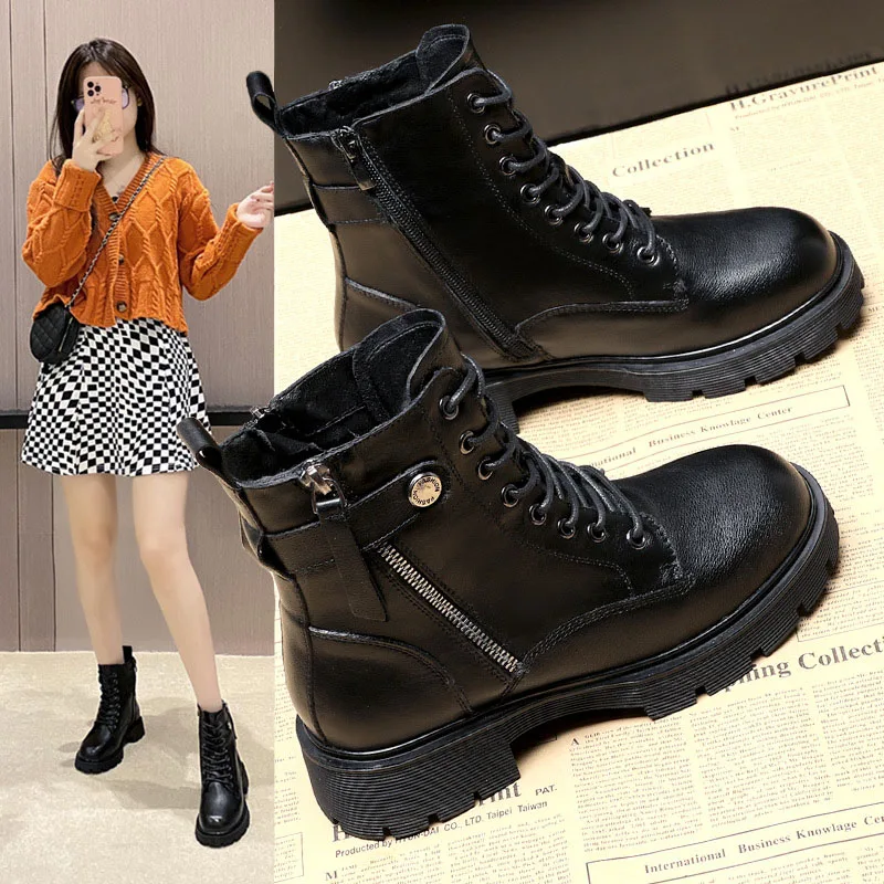 

Новинка 2021, женские ботинки Martin из натуральной кожи, осенние ботинки в британском стиле, женские ботинки из воловьей кожи, зимние ботинки