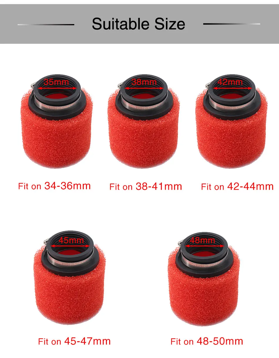 

Alconstar New Universal 35mm 38mm 42mm 45mm 48mm Motorcycle Round Sponge Air Filter Carburetor Air Cleaner Scooter Dirt Pit Bike
