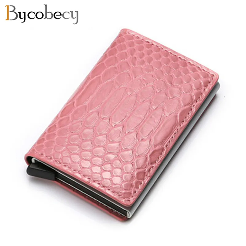 Bycobecy RFID держатель для карт женские и мужские кошельки тонкие смарт кожаный
