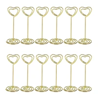 bestomz 12pcs golden heart shape photo holder stands table number holders paper menu clips for weddings