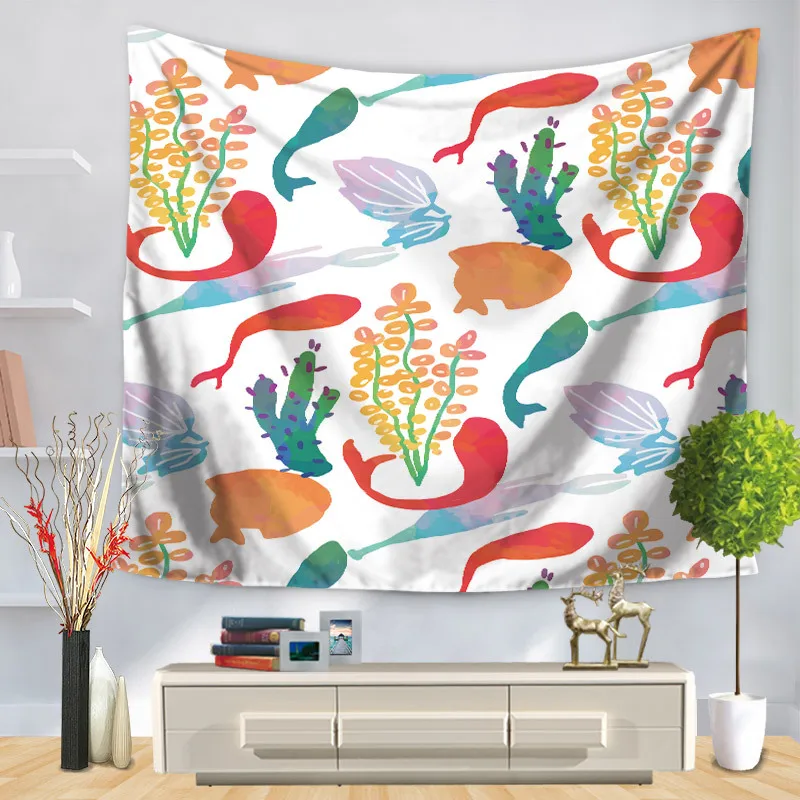 Настенный гобелен с рисунком морского организма морская лошадь дельфин домашнее
