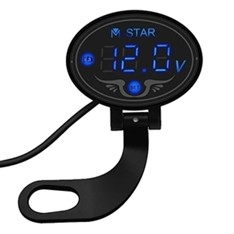 

Вольтметр для мотоциклетных и автомобильных аккумуляторов 12 в 24 В, светодиодный дисплей с предупреждением о низком напряжении, светодиодный цифровой вольтметр, водонепроницаемый измеритель