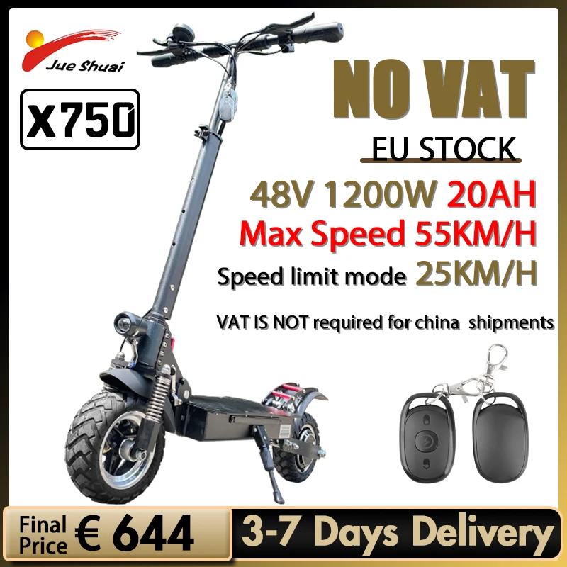 

55KM/H Max Speed Foldable Electric Kick Scooter 1200W Motor Adult E Scooter 10 Inch Off Road Tire Patinete Elétrico Europe Stock