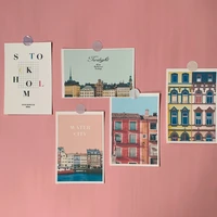 japanese retro waterside town house decoration card photography props small poster diy wall sticker postcard greeting cards