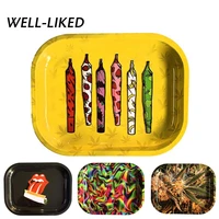 rolling tray 180 140 mm handroller leaves pattern yellow smoking accessories rolling machine grinder storage tray dropship