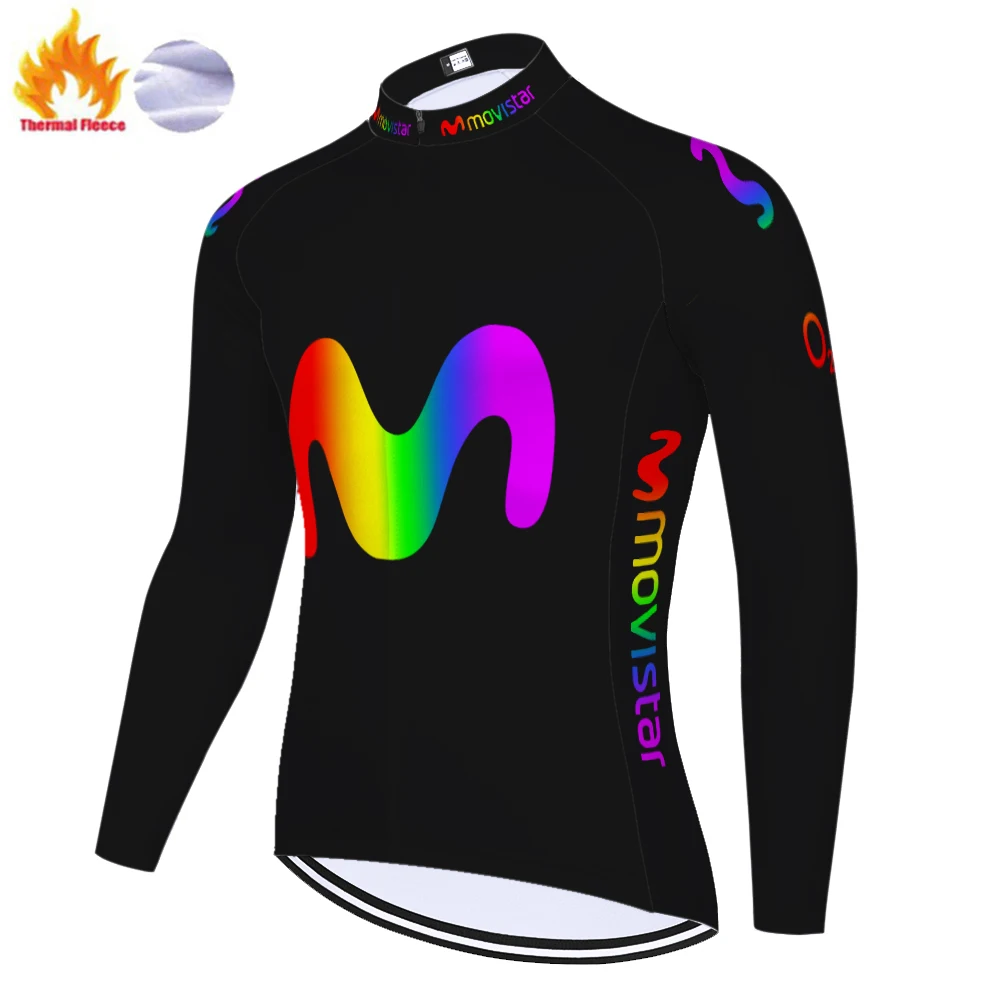 Новинка 2020 зимняя велосипедная Джерси Movistar профессиональная команда Мужская