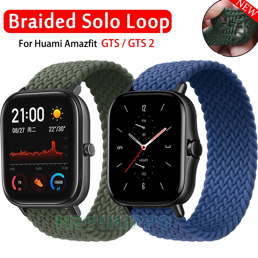 

Тканевый плетеный нейлоновый ремешок для Xiaomi Amazfit Bip S/Bip U Lite умные часы 20 мм solo loop эластичный ремешок для Amazfit GTS/GTS2 Mini