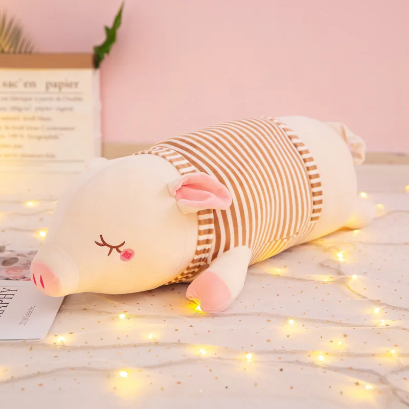 Cute Pig Pillows Wearing Plush Toy Super Soft Cartoon Pregnancy Pillow 60cm 110cm Long To Sleep Vs Pink Blue Brown | Дом и сад