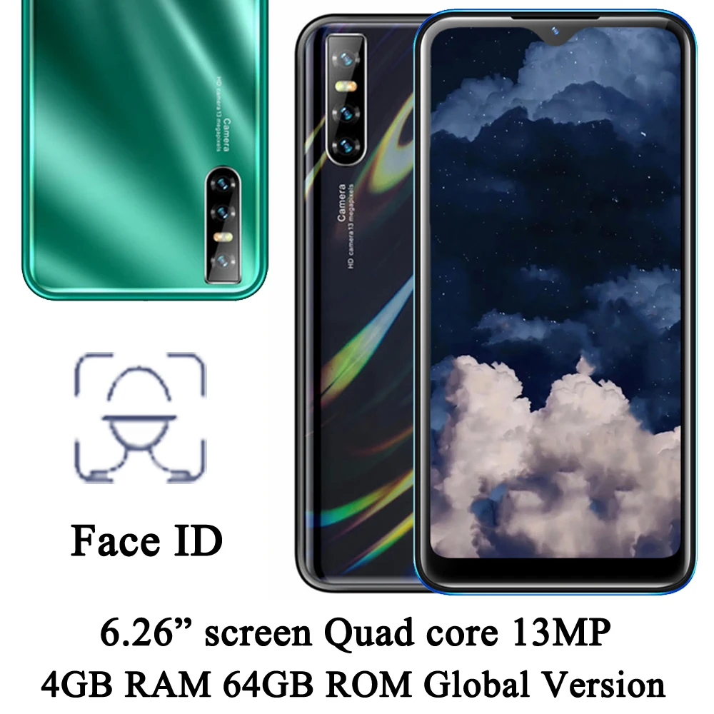 Face ID A51 Quad core глобальная версия 13MP капли воды экран 6 26 дюймовых смартфонов 4G