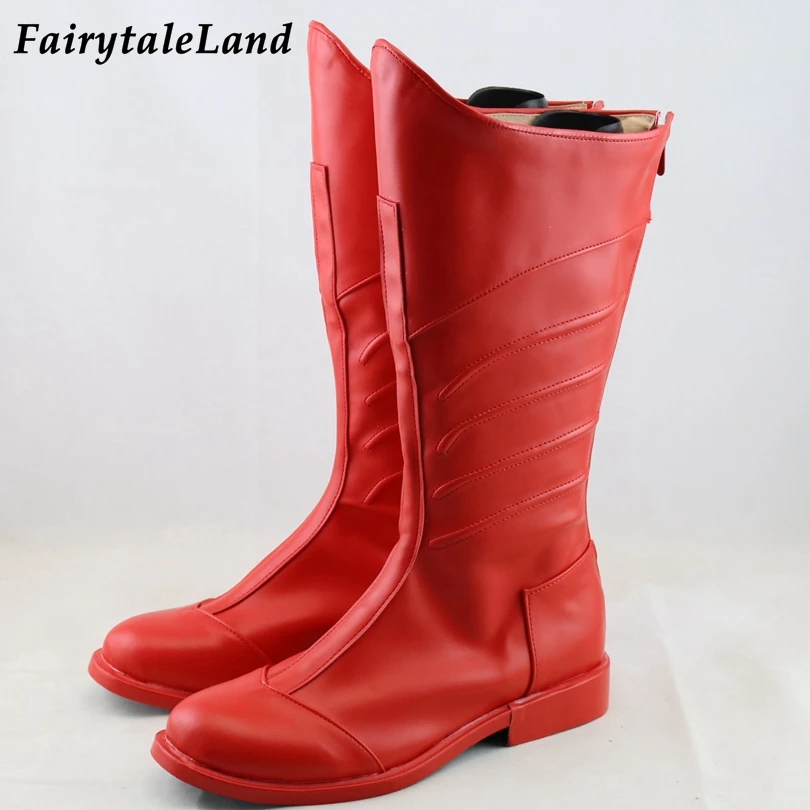 Adult Men Halloween Costume Role Playing Printed Bodysuit With Cape Steel Superhero Clark Cosplay Red Boots