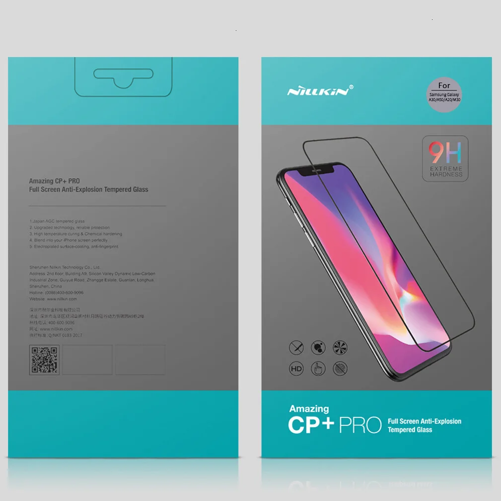 Протектор экрана для samsung Galaxy A10/A20/A30/A50 Nillkin CP+ PRO Полное покрытие закаленное стекло пленка для samsung M30