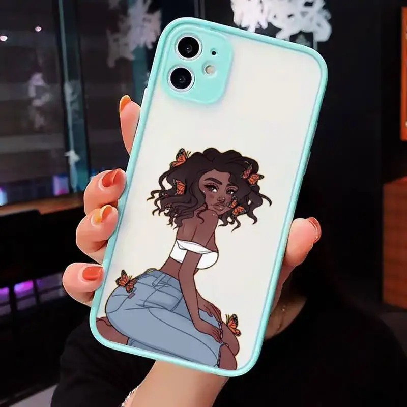 

make money Girls Black Women Art Phone Cases Matte Transparent for iPhone 7 8 11 12 s mini pro X XS XR MAX Plus cover funda