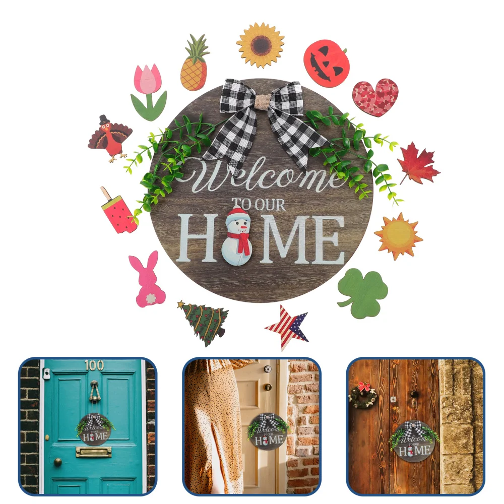 

1 Set DIY Door Sign Ornament Delicate Wood Door Hangings Decorative Pendant