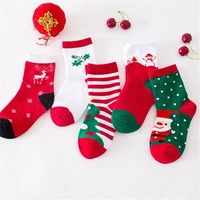 5 pairspack christmas cotton baby boys girls winter socks new year striped keep warm floor anti slip childrens warmer socks