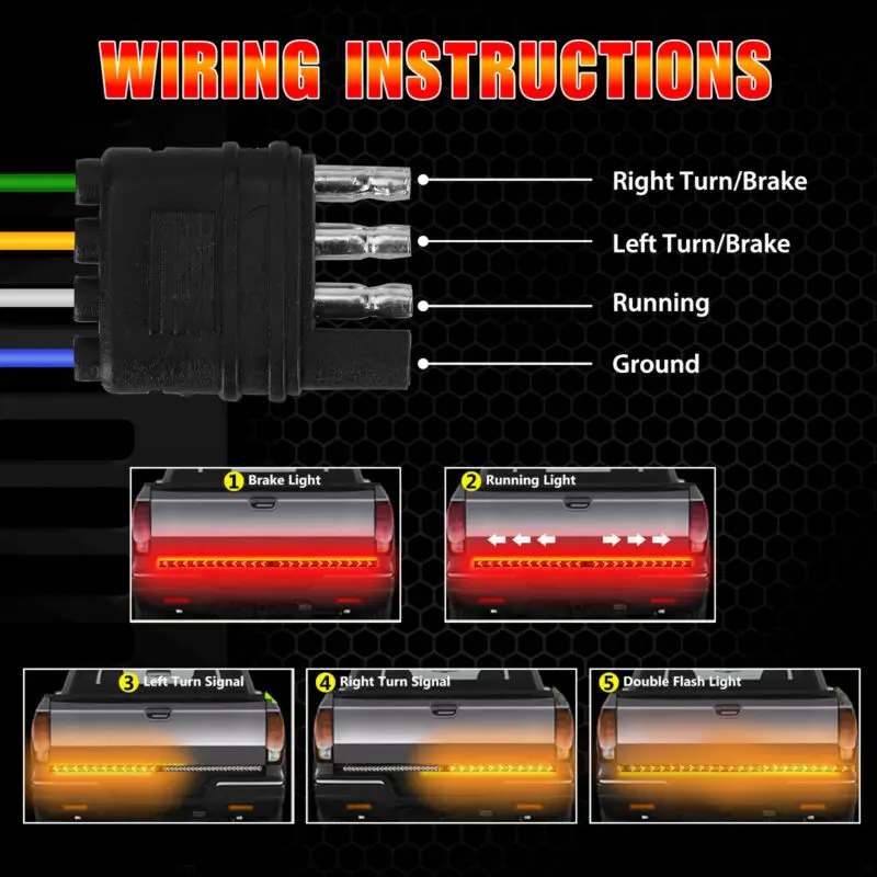 

60Inch Truck Tailgate Strip Bar Brake Light Bar Replacement Reverse Turn Signal
