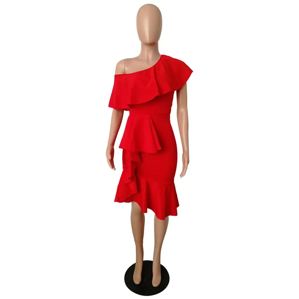 

2020 New Sexy Ruffles Women Bandage Dress Vestidos Off Shoulder Sleeveless Ruffles Nightclub Dress Celebrity Evening Party Dress