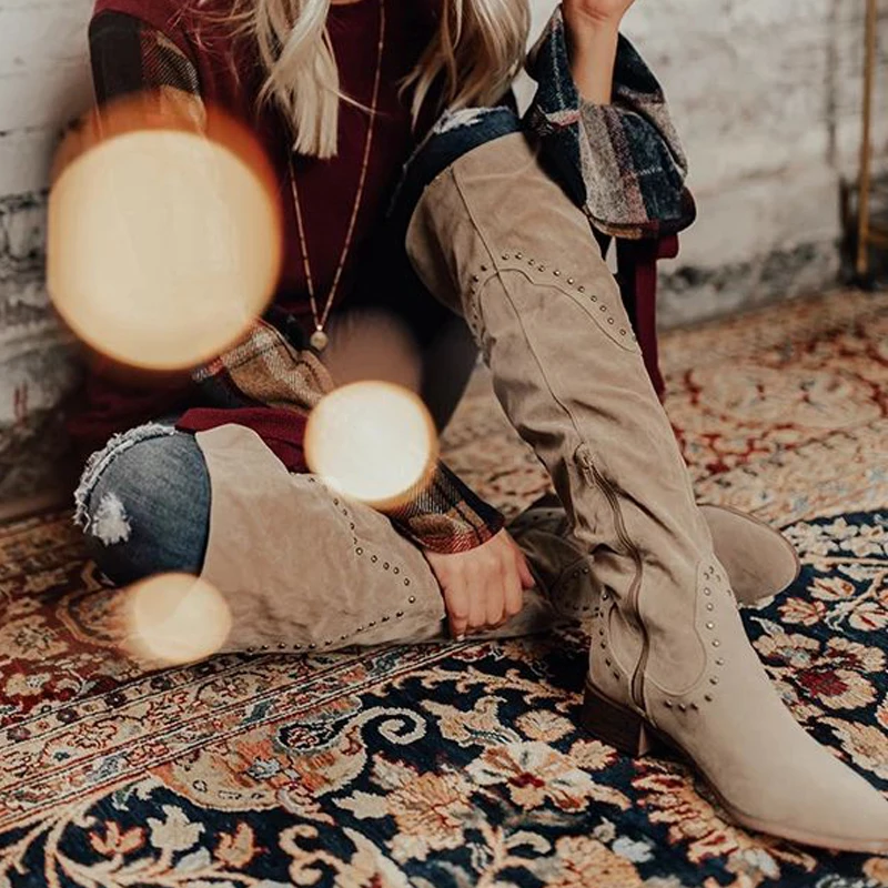 Новые женские сапоги PUIMENTIUA Черные Сапоги выше колена сексуальные осенне-зимние