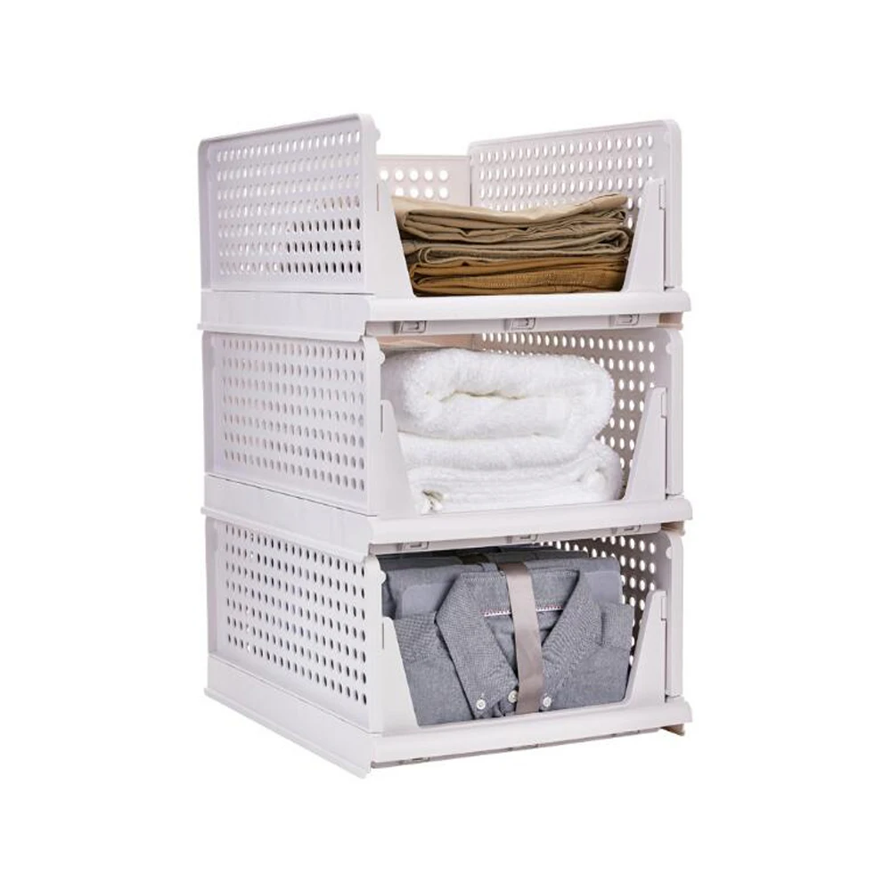

HPDEAR Stackable Plastic Storage Basket-Foldable Closet Organizers Storage Bins Detachable Multi-Layer Storage Basket Drawer
