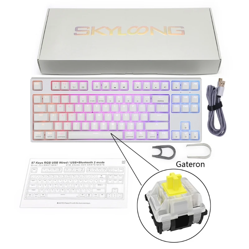 Mechanical Gaming Keyboard with Gateron Optical Switch RGB Backlight Programmable Custom Keyboard Gateron Switch 87Keys