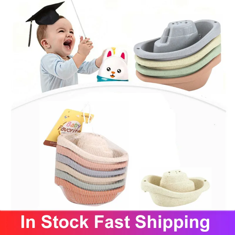 

Children's Bathroom Floating Boat Bath Toy Bathtub Swimming And Playing In Water Straw Material Toy Baby Kids Toys 2 To 4 Years