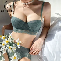 cinoon new women underwear set lace sexy push up bra and panty sets comfortable brassiere adjustable straps gathered lingerie