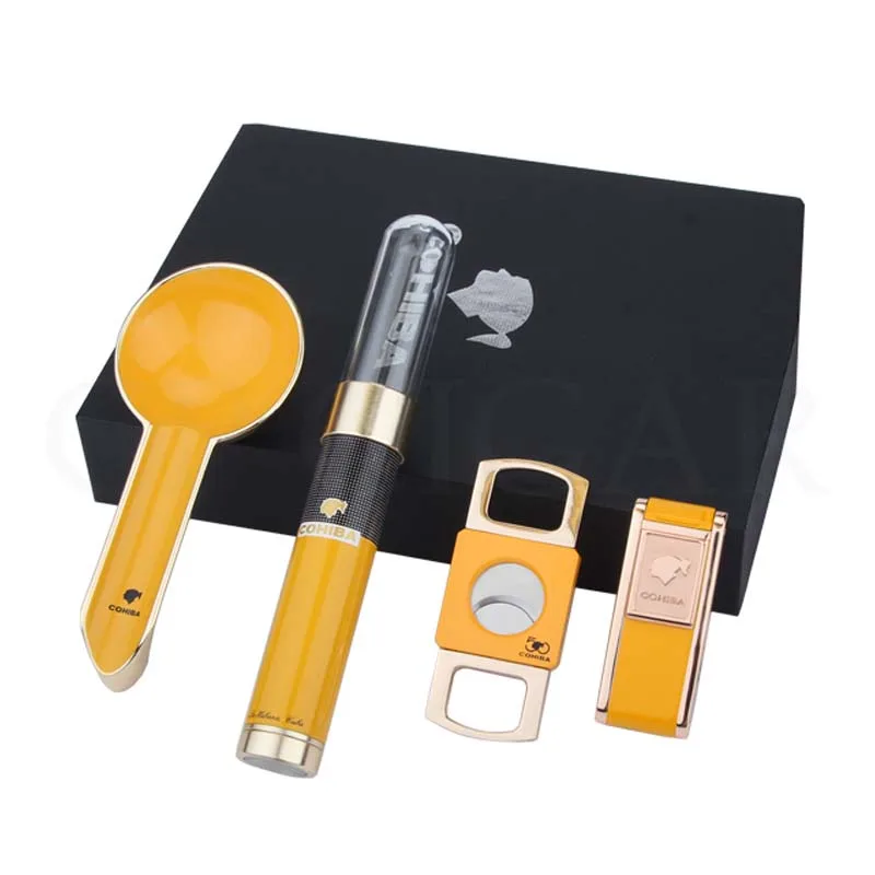 COHIBA набор 2 фонарь Зажигалка газовый металлический сигары резак острый Карманный