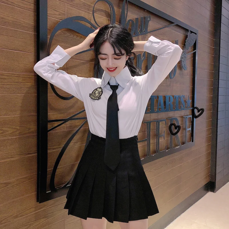 Женская рубашка с галстуком для колледжа Большие размеры JK корейские студенты