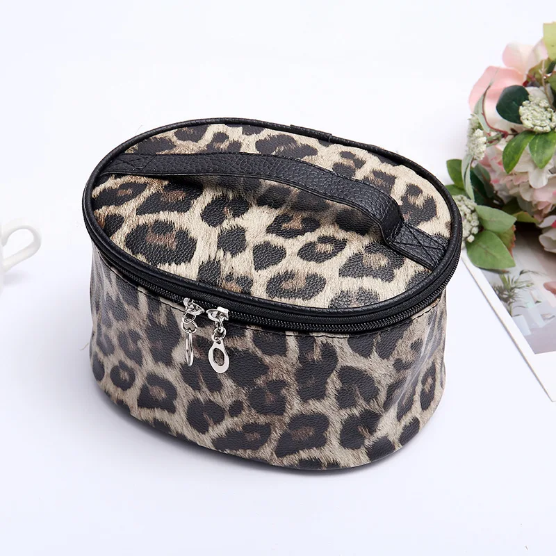 

new fashion leopard PU cosmetic bag cases casual printing women make up bag travel Organizer wash makeup case beauty bag