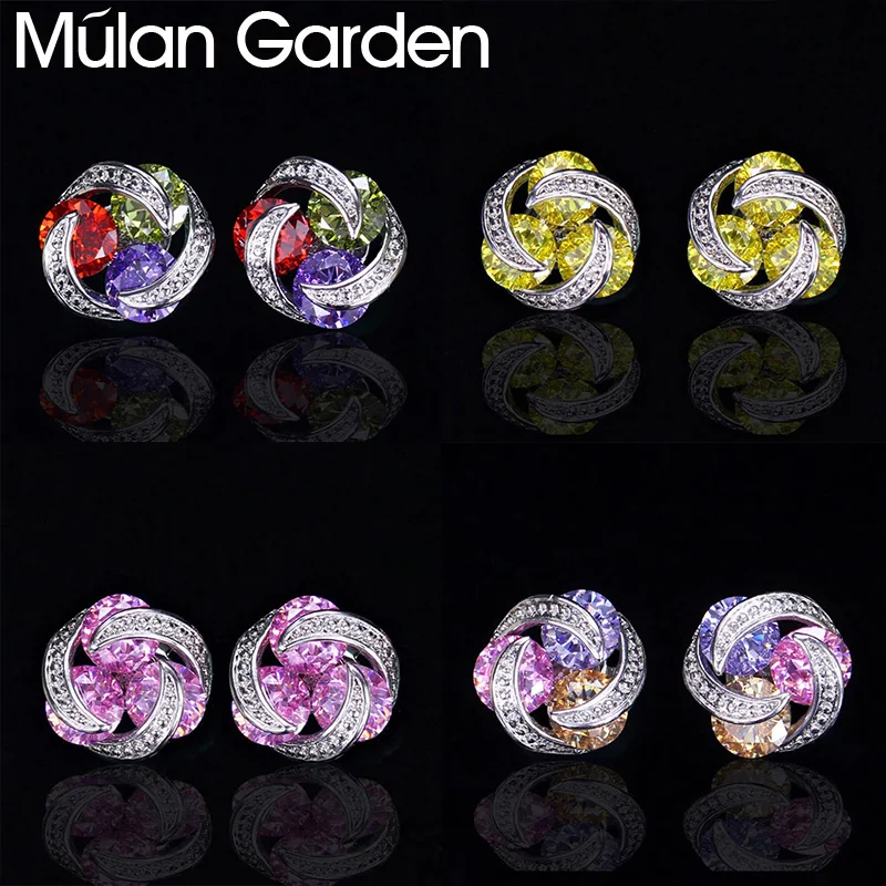 M &amp G Модные цветные стразы серьги-гвоздики для женщин полностью циркониевые