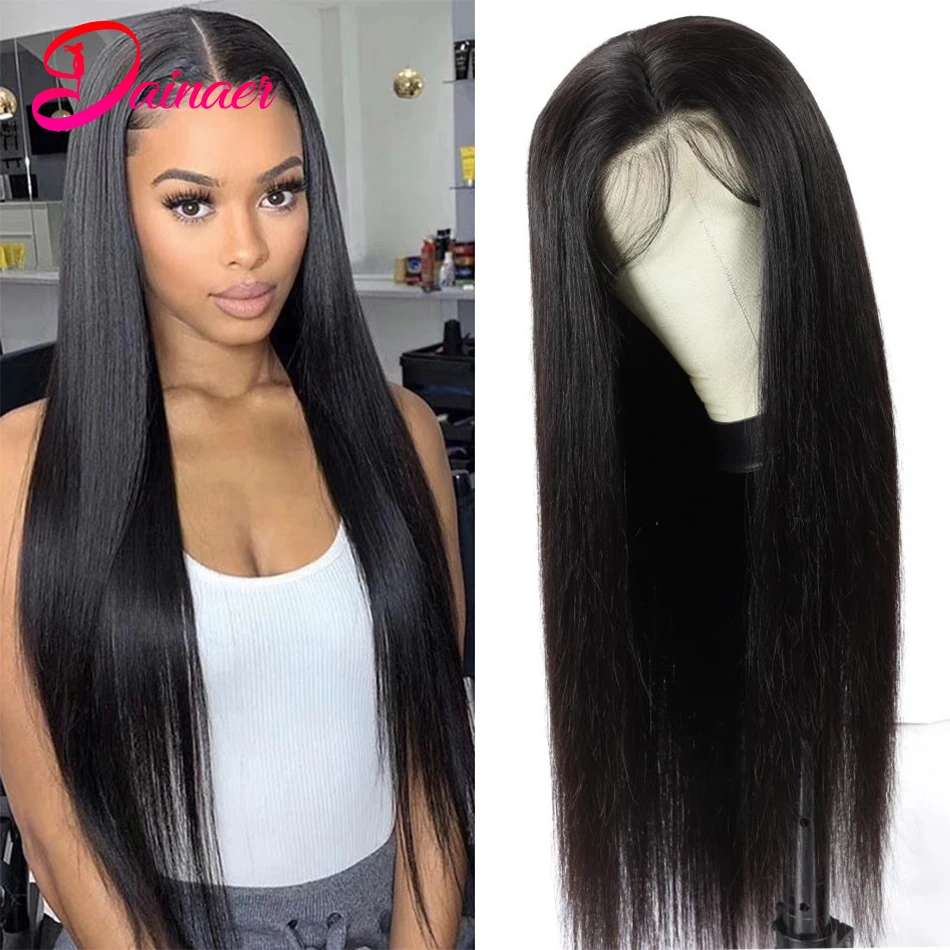 Peruvian Bone Straight Human Hair Wigs 4x4 Lace Closure Wig 180% Pre Plucked Straight Lace Front Wig For Women 5x5 Closure Wigs