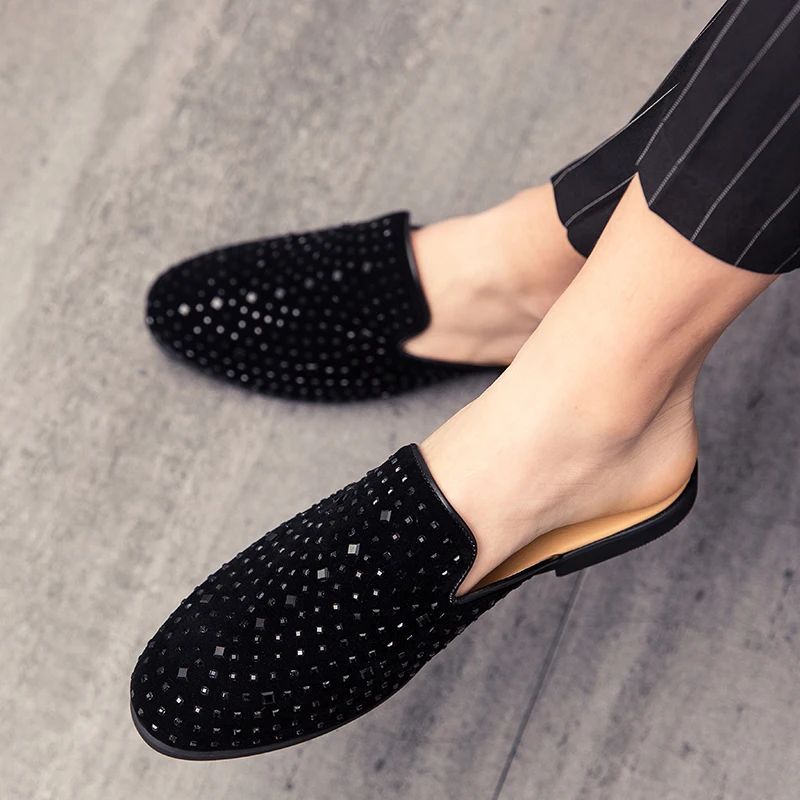 Туфли мужские без каблука летние полутапочки baotou для ленивых в английском стиле