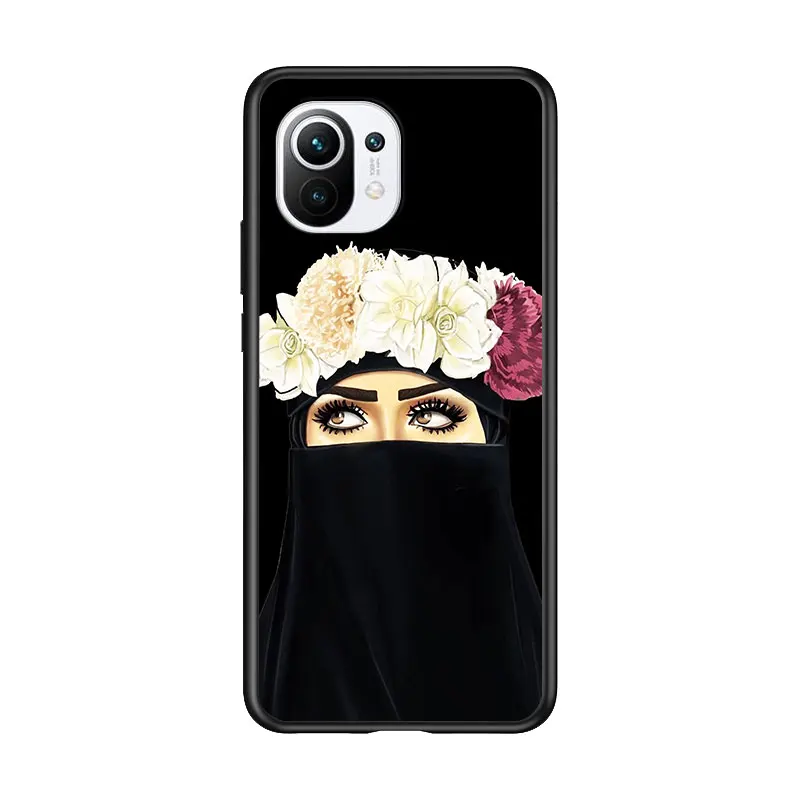 

Muslim Islamic Gril Eyes Scarf for Xiaomi Mi 11 10T Note 10 Ultra 5G 9 9T SE 8 A3 A2 A1 6X Pro Play F1 Lite 5G Black Phone Case
