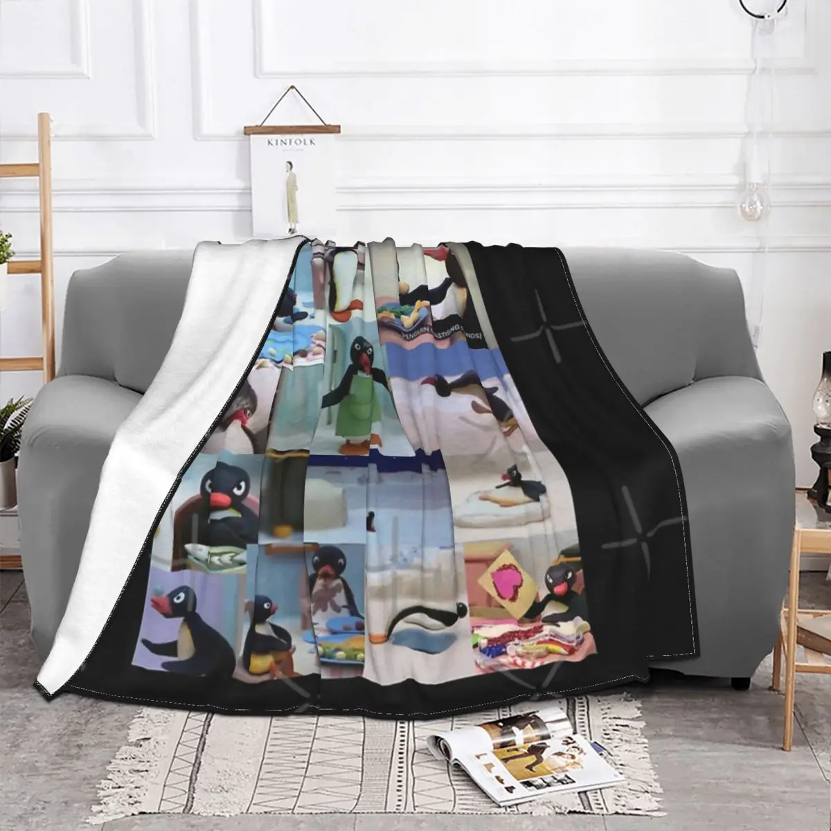 

Pingu Iii-Manta a cuadros para cama, manta de felpa de Anime, Sudadera con capucha para bebé