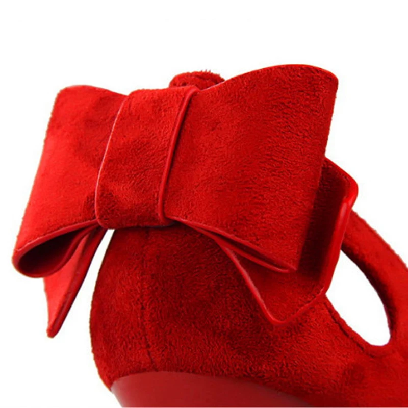 Koovan Women's Pump 2020 Sexy Sweet Bowtie Women Pumps Concise Solid Flock Pointed Toe Shallow High Heels Shoes For Women