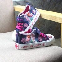 2019 new girls shoes for kids fashion elsa anna kids shoes ice snow queen casual denim canvas children shoe girl sneakers