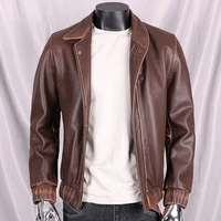 top layer pure cowhide leather jacket short casual real leather coat fashion personalized jacket