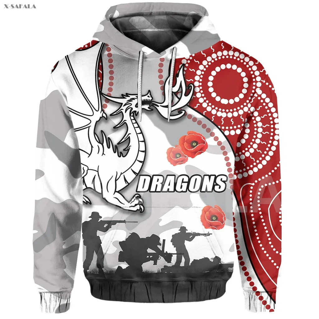 

Dragons Anzac Day Indigenous 3D Printed Hoodie Man Women Harajuku Outwear Zipper Pullover Sweatshirt Casual Jacket L28
